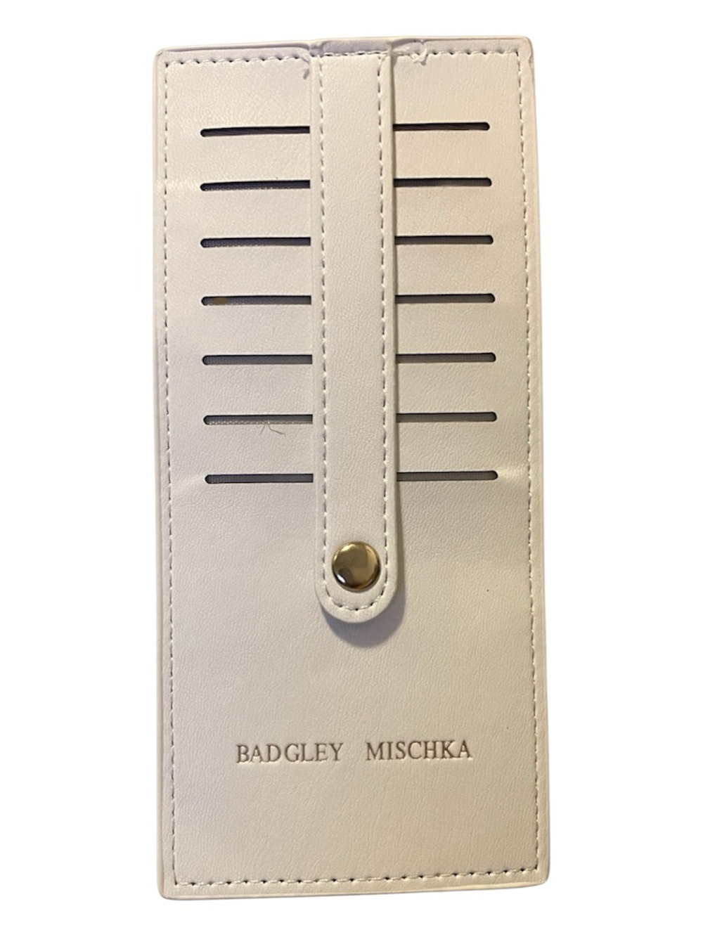 Badgley Mischka Cream Leather Card & Key Holder